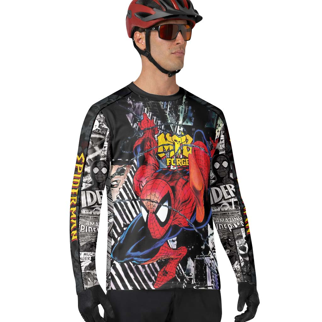 Spider-Man Web Swing Downhill Jersey | Marvel Spider-Man MTB Jersey - lifestyle view