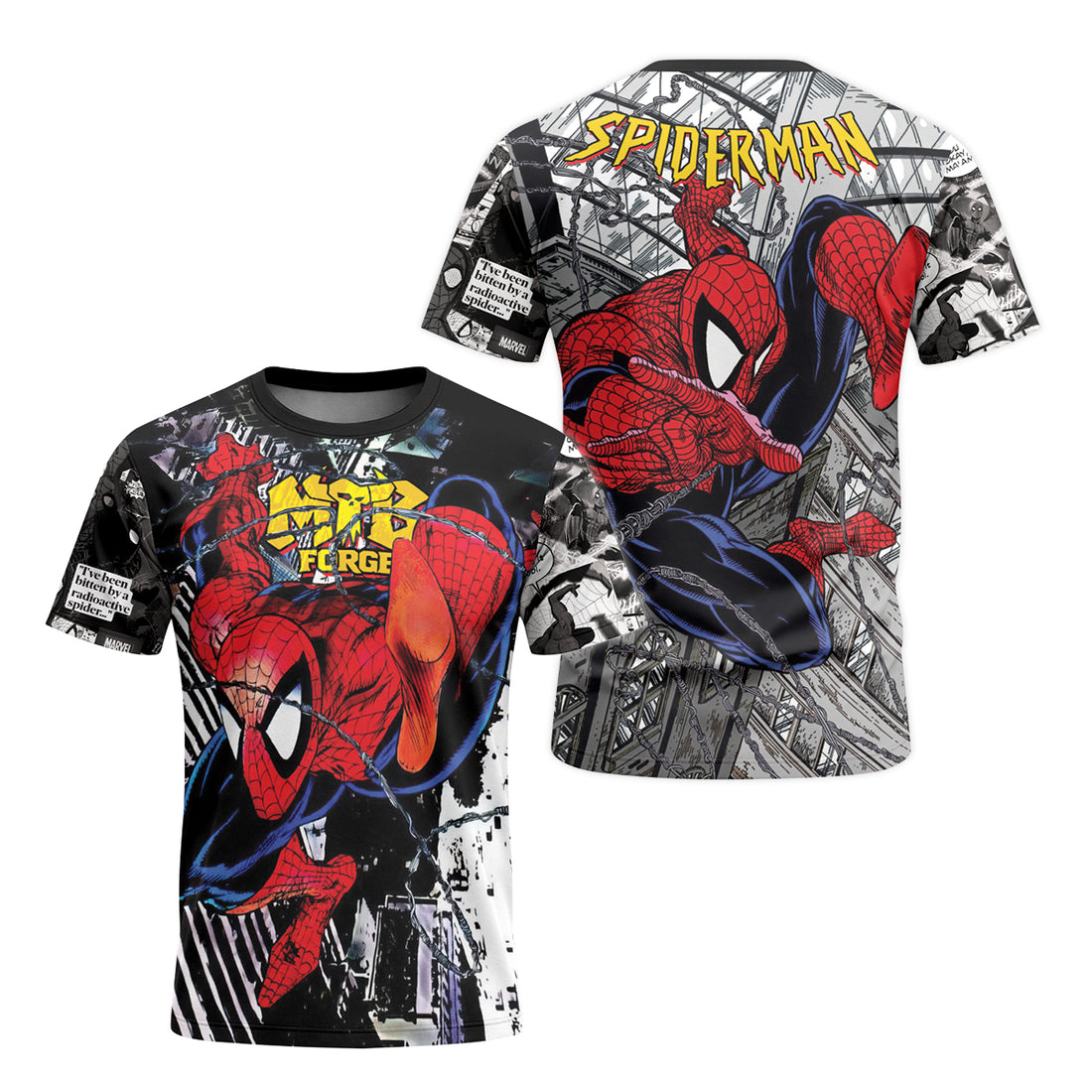 Spider-Man Web Swing Race T-Shirt | Marvel Spider-Man Performance Tee - front and back view