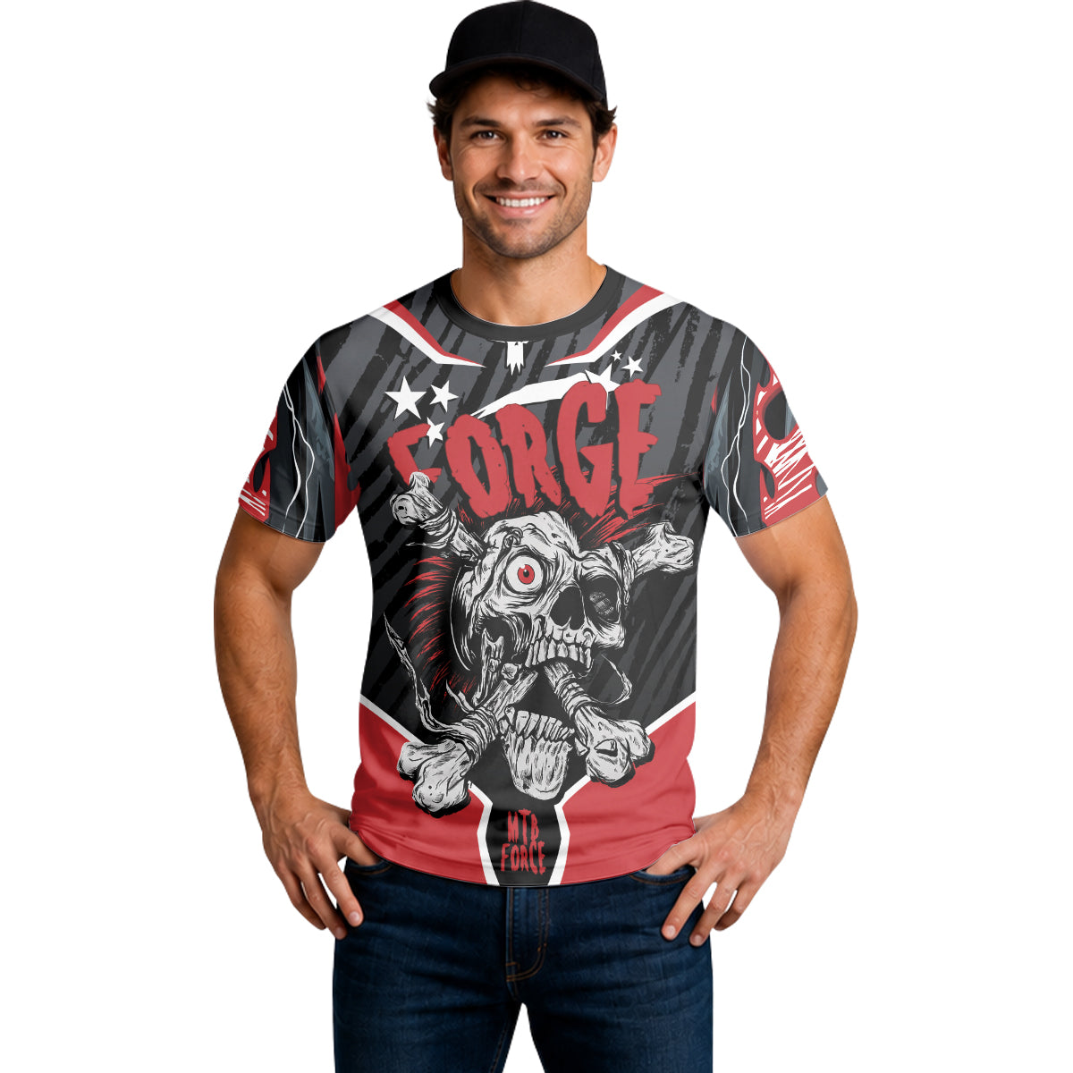 Forge Bone Biter Black & Red Short Sleeve Mountain Bike Jersey