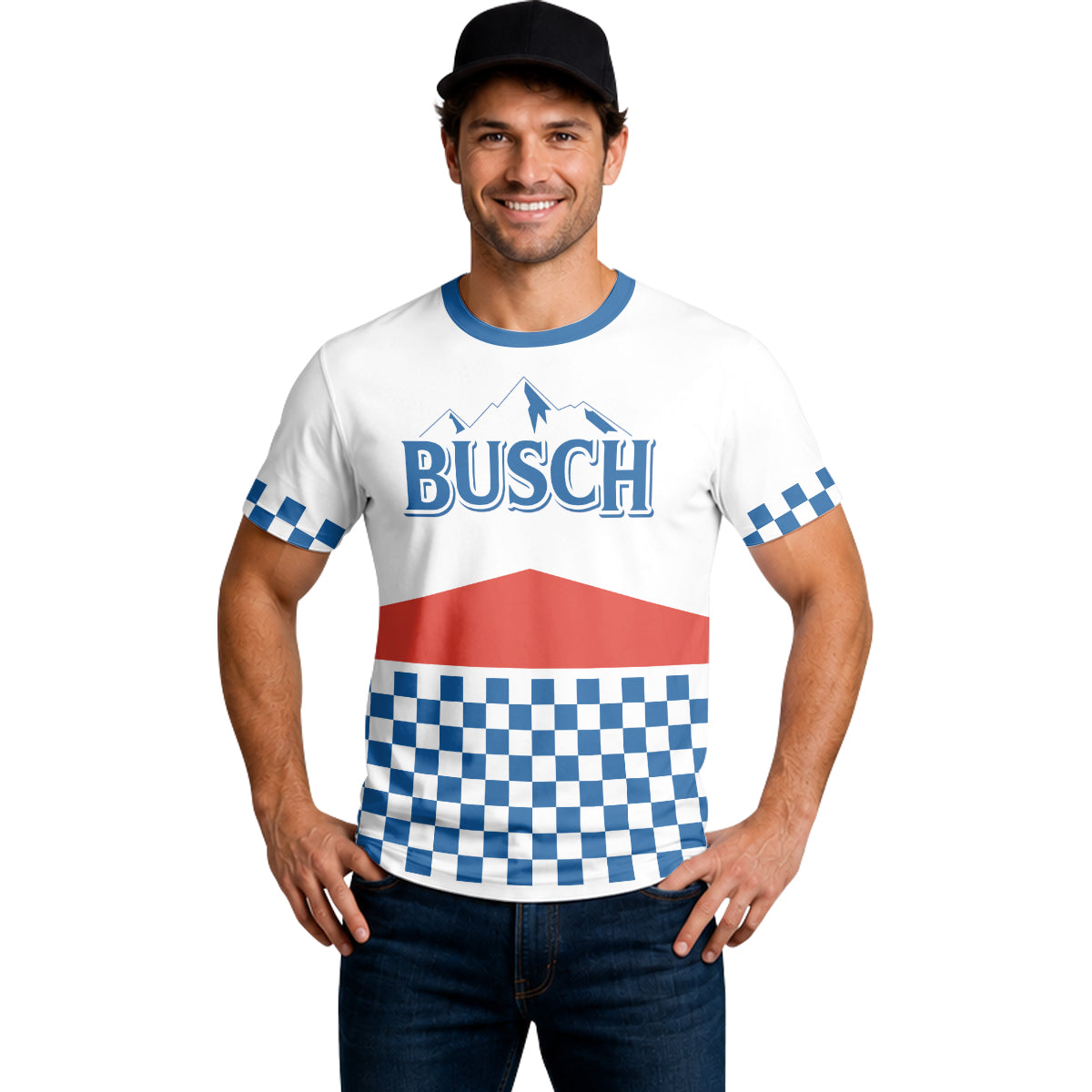 Busch Vintage Checkerboard Short Sleeve Mountain Bike Jersey