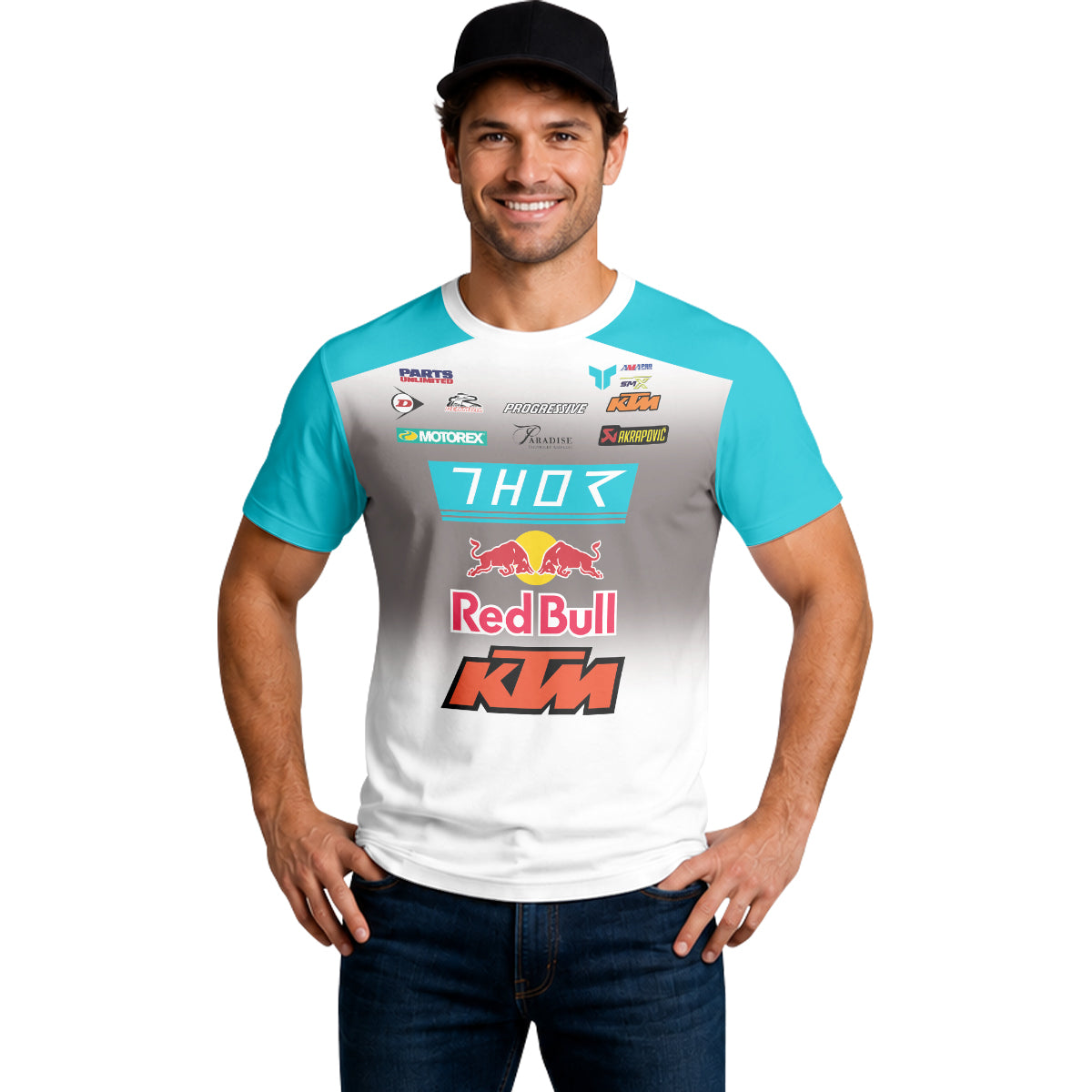 Aaron Plessinger #7 Red Bull KTM Turquoise Short Sleeve Motocross Jersey – Lifestyle View