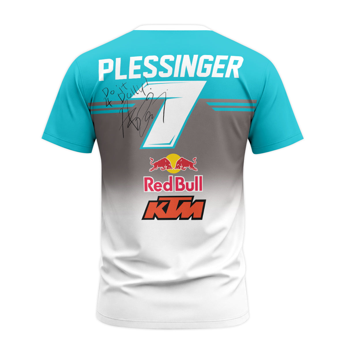 Aaron Plessinger #7 Red Bull KTM Turquoise Short Sleeve Motocross Jersey – Back View Mockup
