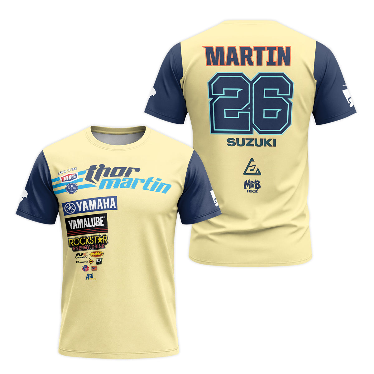 Alex Martin #26 Thor Yamaha Rockstar Energy Short Sleeve Motocross Jersey – Front and Back View