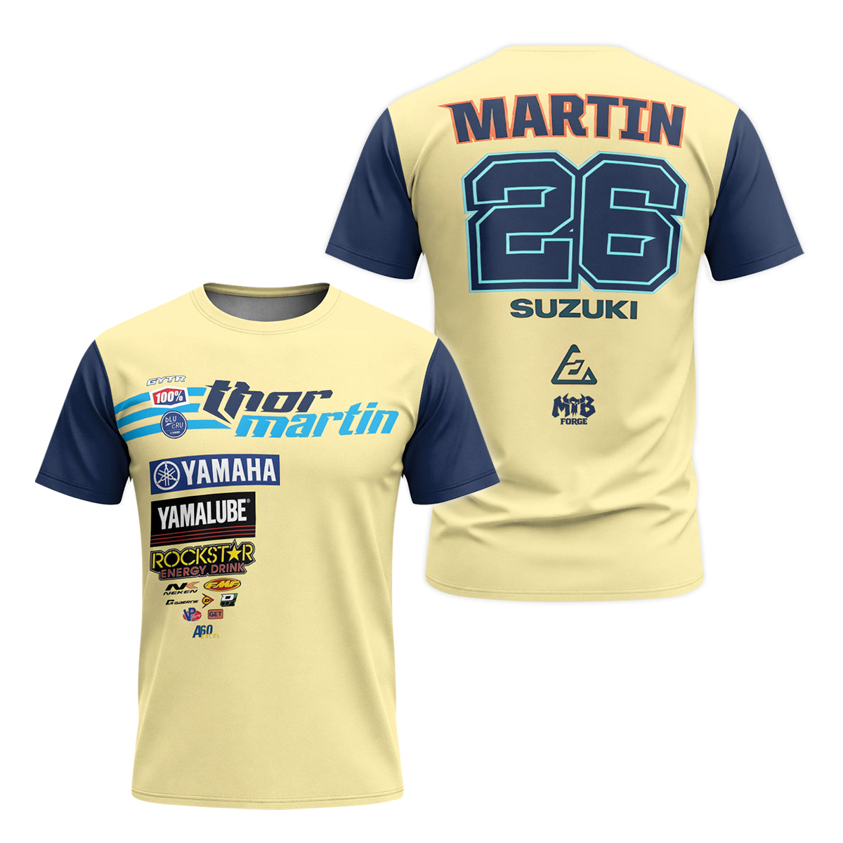 Alex Martin #26 Thor Yamaha Rockstar Energy Youth Short Sleeve Motocross Jersey – Front and Back View