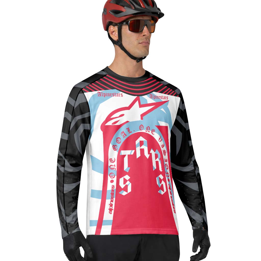 Alpinestars Marlboro Red Black White Long Sleeve Mountain Bike Jersey - lifestyle view