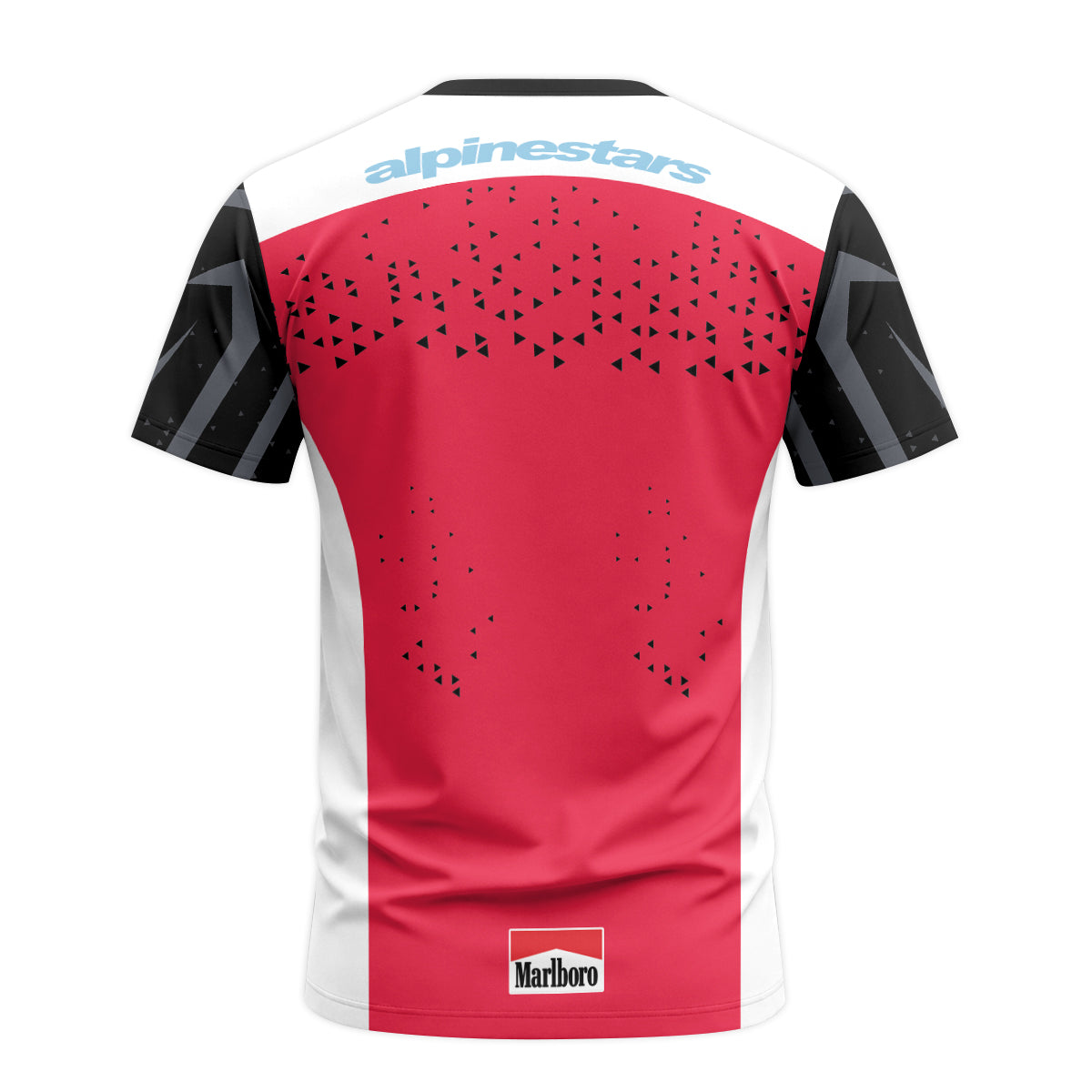 Alpinestars Marlboro Red Black White Short Sleeve Mountain Bike Jersey - back view mockup