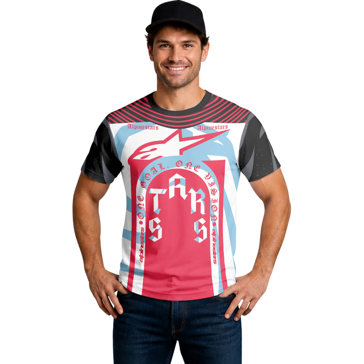 Alpinestars Marlboro Red Black White Short Sleeve Mountain Bike Jersey - lifestyle view