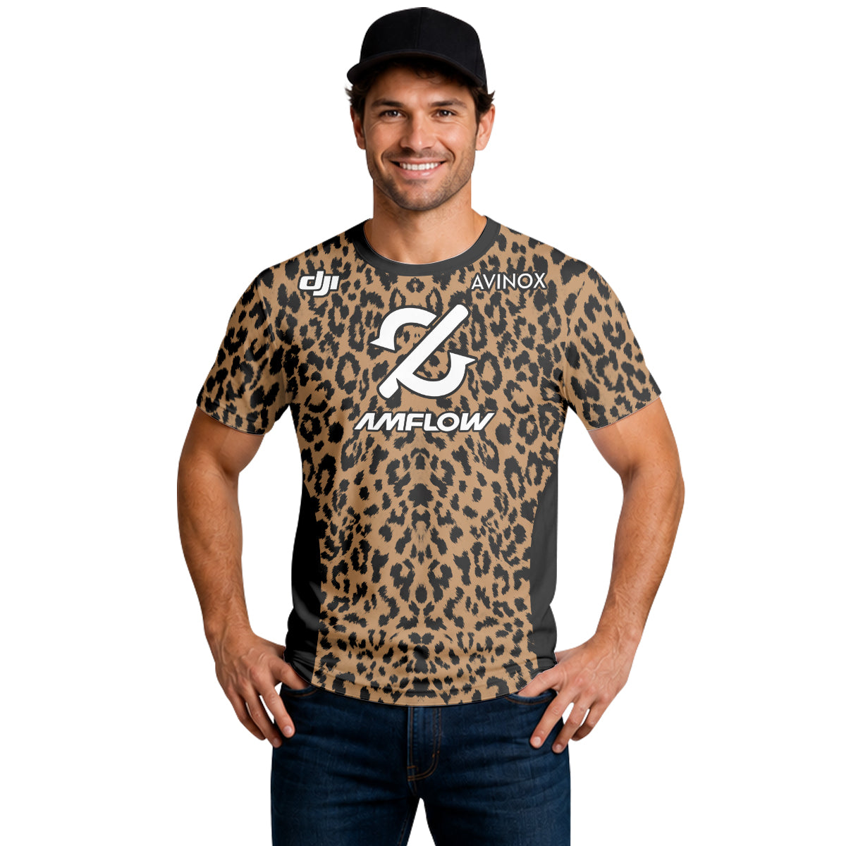AMFLOW AVINOX Brown Black Leopard Short Sleeve Mountain Bike Jersey – Lifestyle View