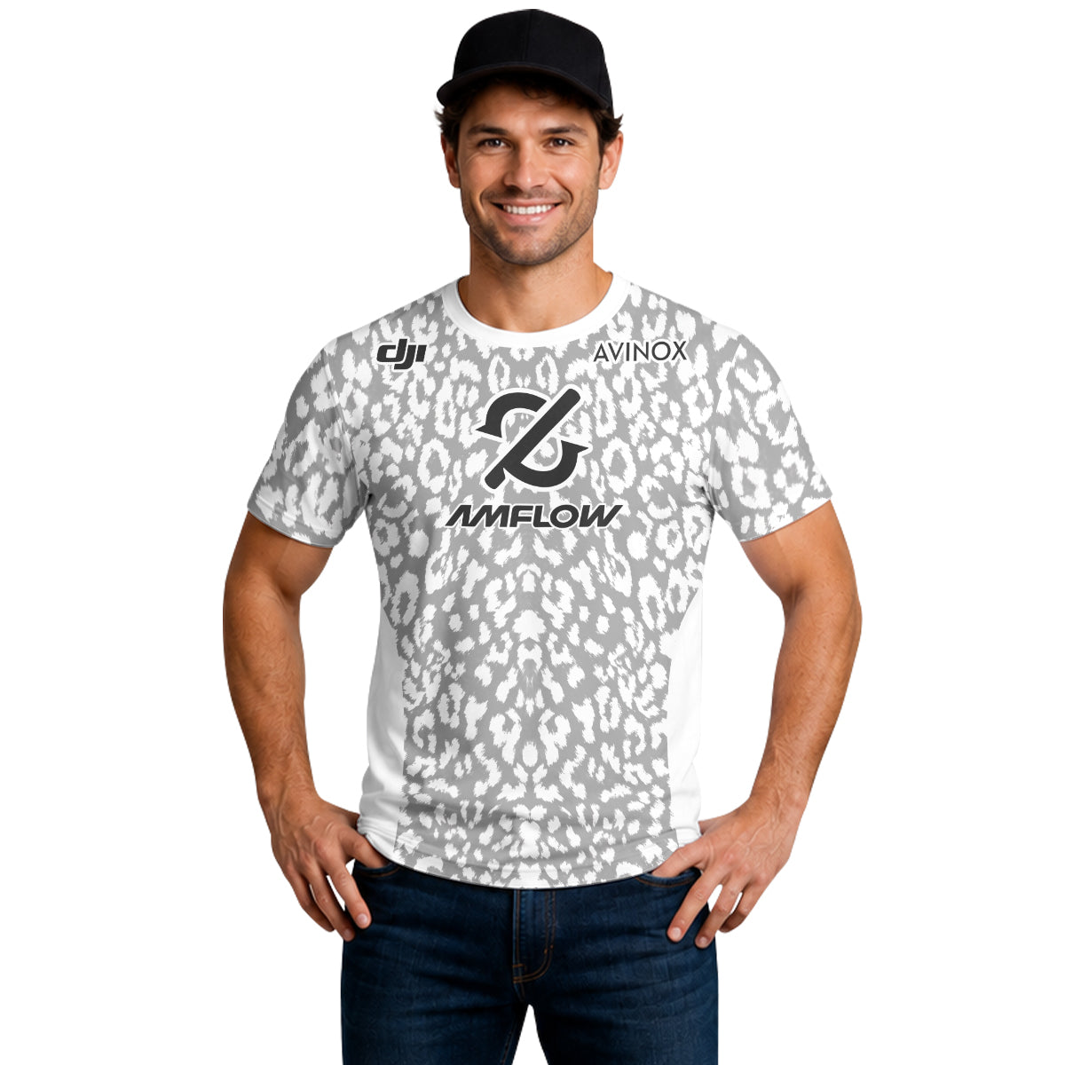 AMFLOW AVINOX White Gray Leopard Short Sleeve Mountain Bike Jersey – Lifestyle View