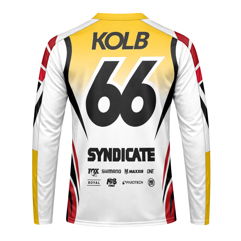 Andreas Kolb #66 Santa Cruz Syndicate Long Sleeve Mountain Bike Jersey – Back View Mockup