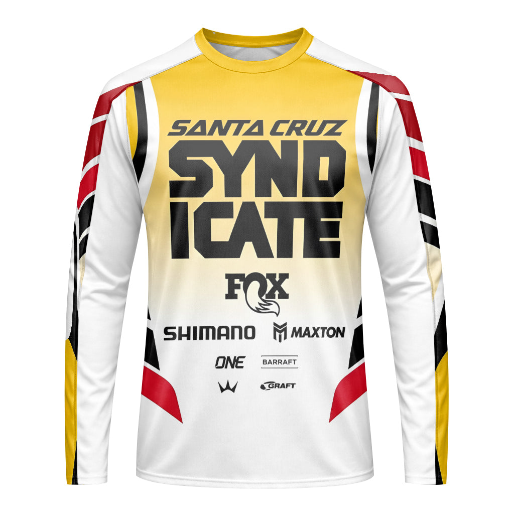 Andreas Kolb #66 Santa Cruz Syndicate Youth Long Sleeve Mountain Bike Jersey – Front View Mockup