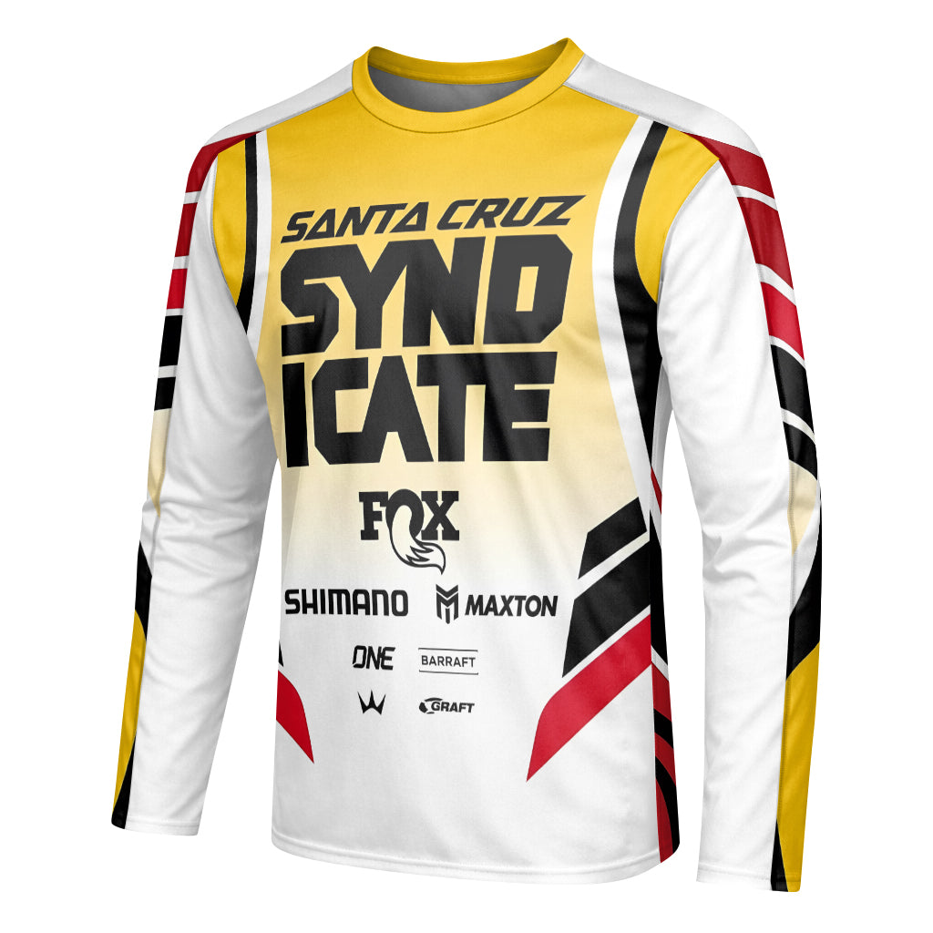 Andreas Kolb #66 Santa Cruz Syndicate Youth Long Sleeve Mountain Bike Jersey – Left Side View Mockup