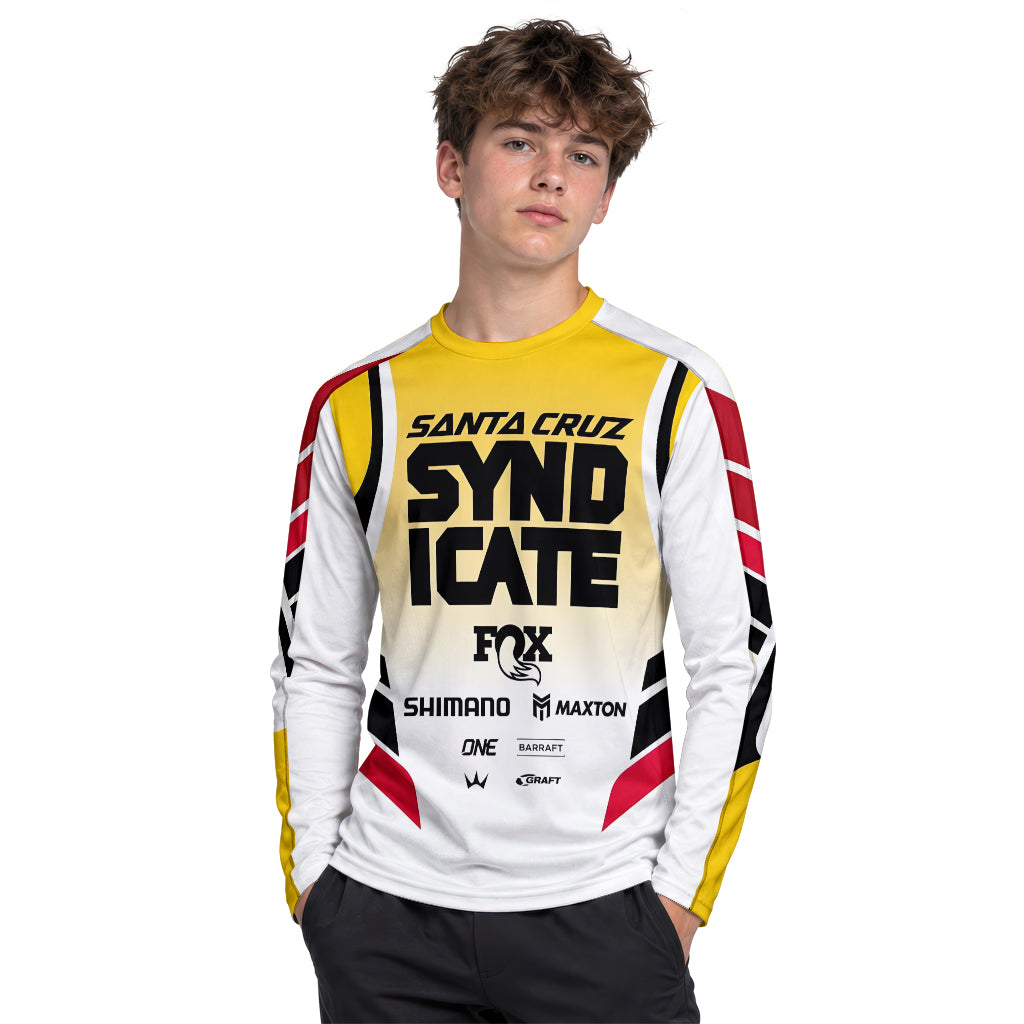 Andreas Kolb #66 Santa Cruz Syndicate Youth Long Sleeve Mountain Bike Jersey – Boy Lifestyle View