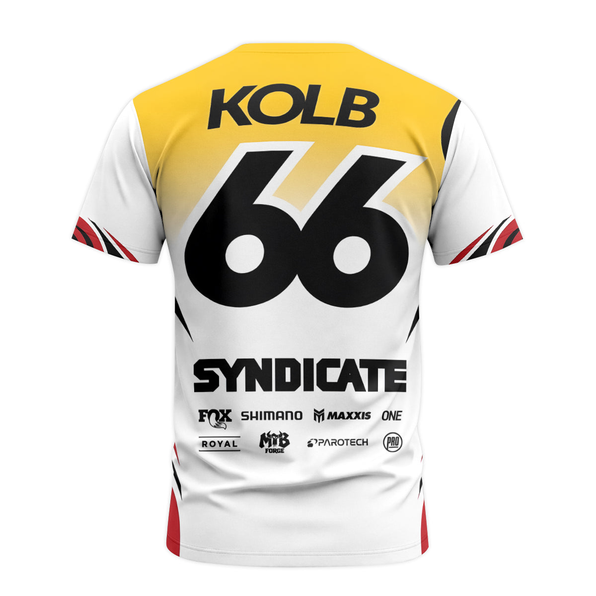 Andreas Kolb #66 Santa Cruz Syndicate Youth Short Sleeve Mountain Bike Jersey – Back View Mockup