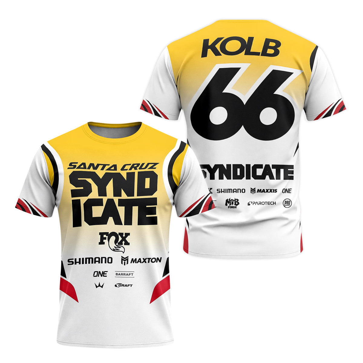 Andreas Kolb #66 Santa Cruz Syndicate Youth Short Sleeve Mountain Bike Jersey – Front and Back View