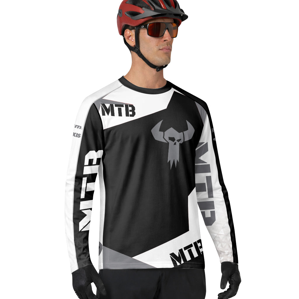 Black Gray Long Sleeve Mountain Bike Jersey – Lifestyle View