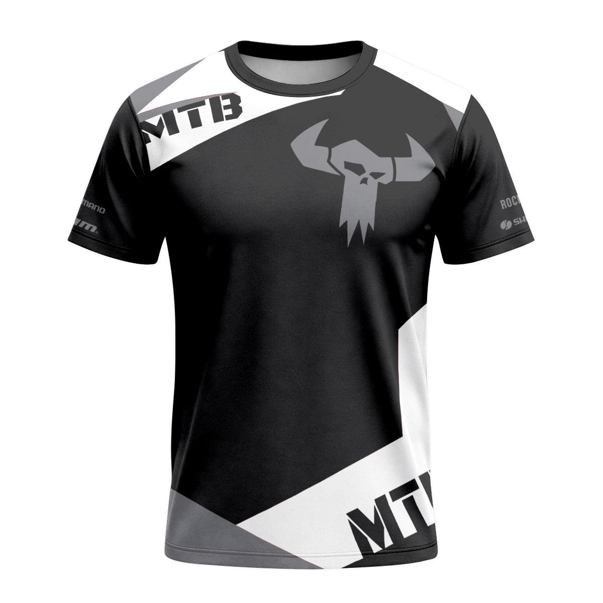 Black Gray Short Sleeve Mountain Bike Jersey – Front View Mockup