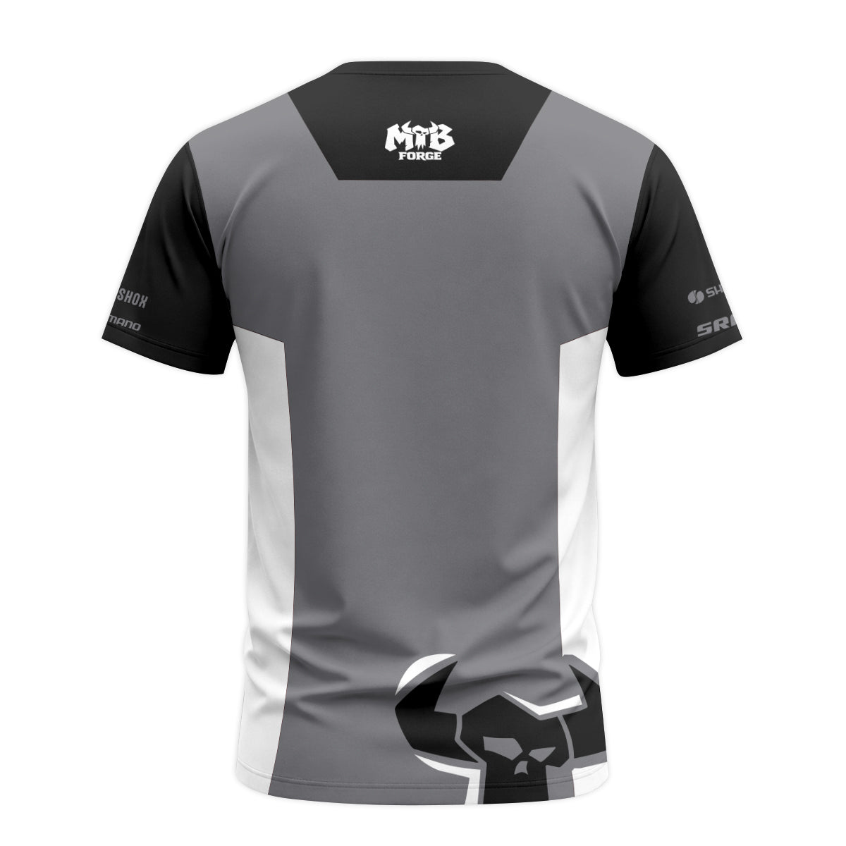 Black Gray Short Sleeve Mountain Bike Jersey – Back View Mockup