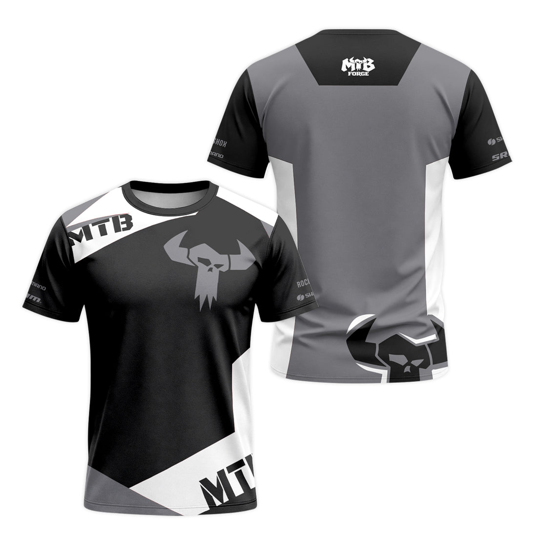 Black Gray Short Sleeve Mountain Bike Jersey – Front and Back View