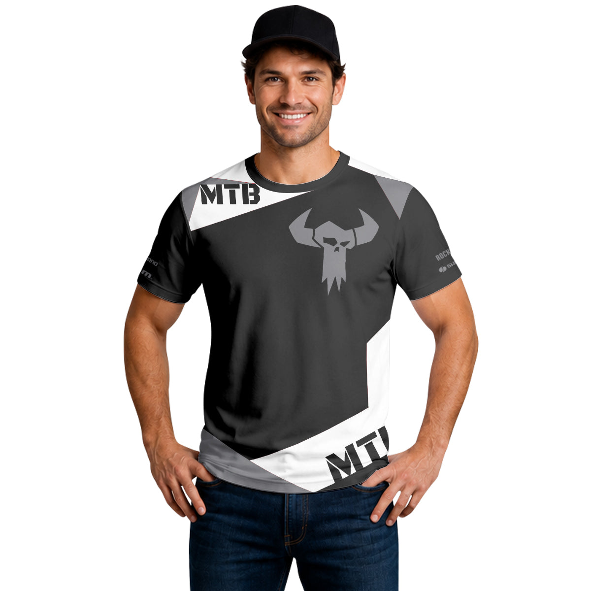 Black Gray Short Sleeve Mountain Bike Jersey – Lifestyle View