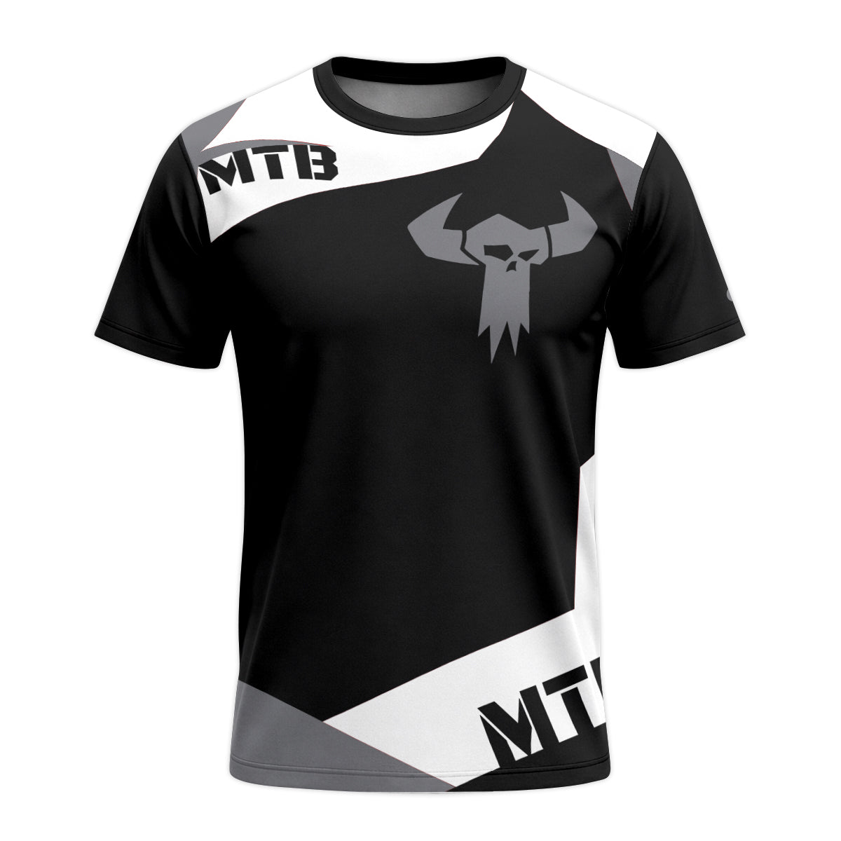 Black Gray Youth Short Sleeve Mountain Bike Jersey – Front View Mockup