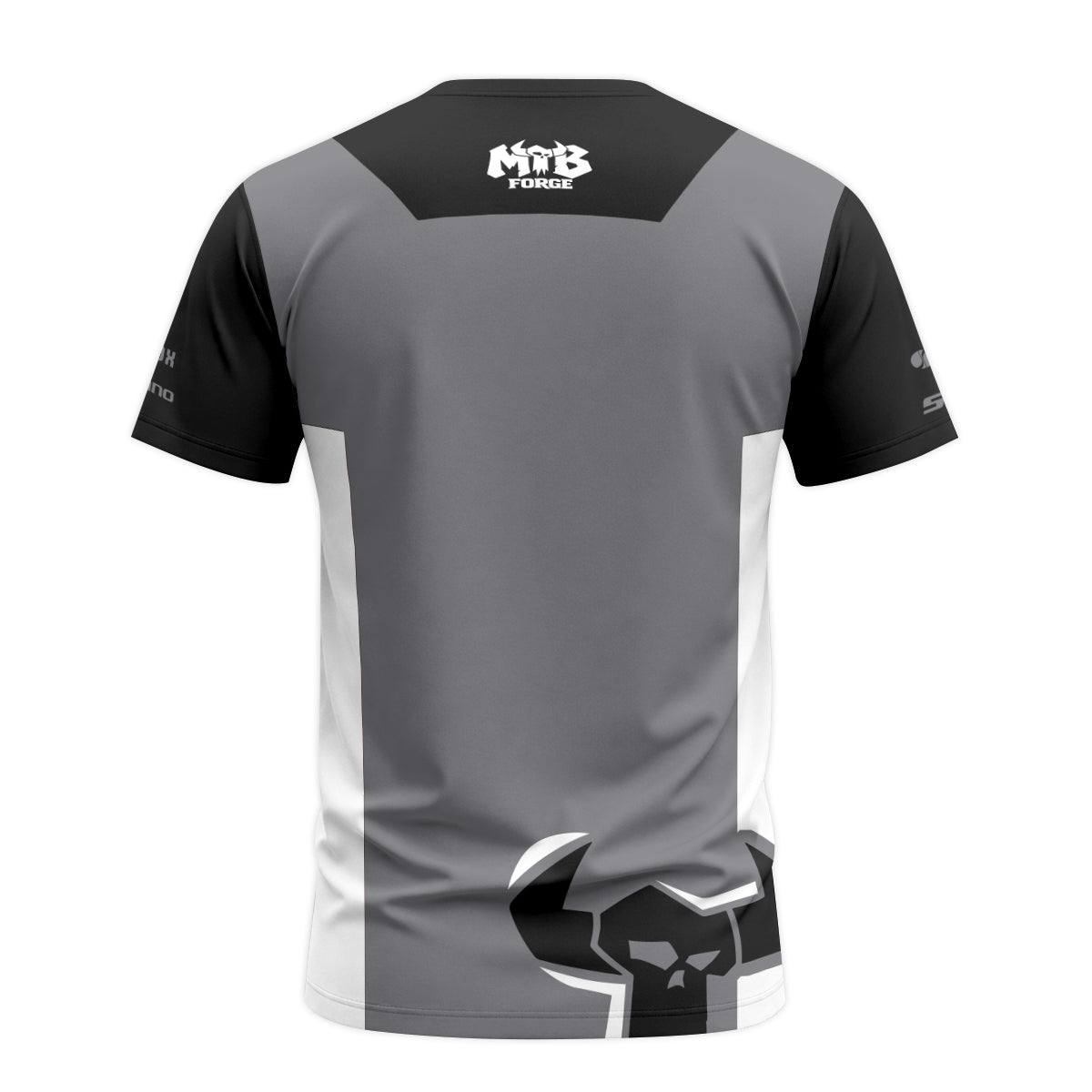 Black Gray Youth Short Sleeve Mountain Bike Jersey – Back View Mockup
