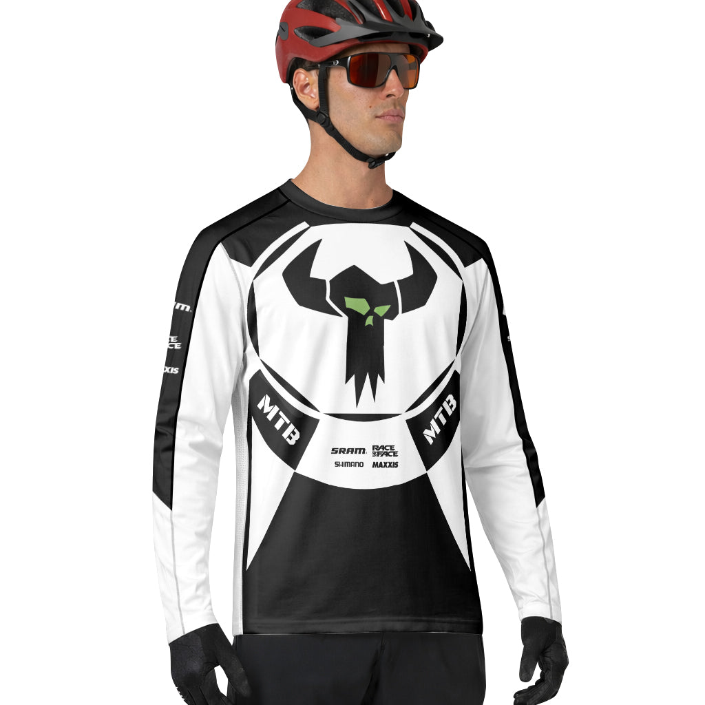 Black White Performance Long Sleeve Mountain Bike Jersey - lifestyle view