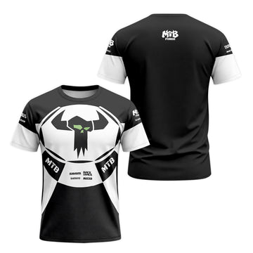 Black White Performance Short Sleeve Mountain Bike Jersey - front and back view