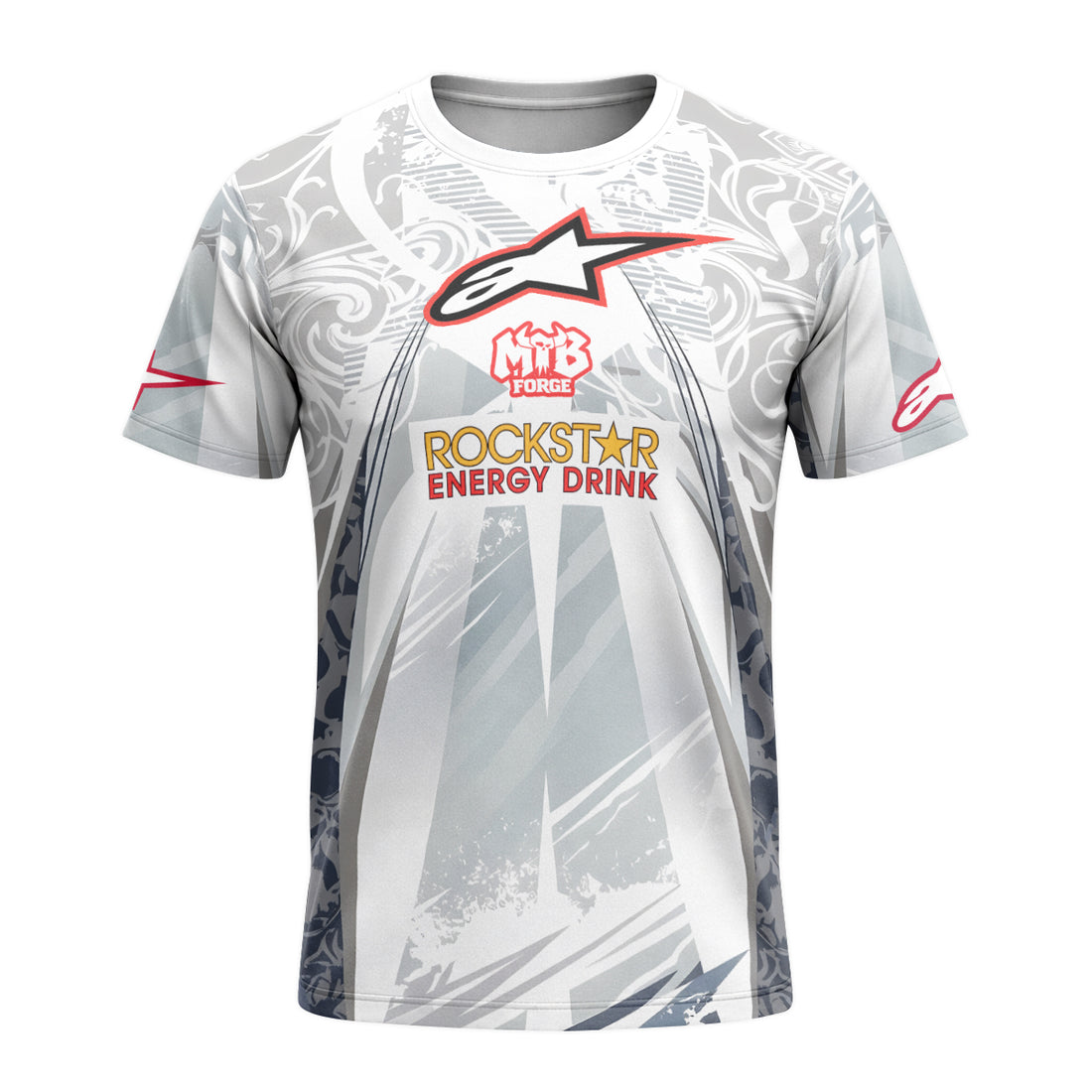 Brian Deegan Rockstar Energy Alpinestars White Gray Short Sleeve Motocross Jersey – Front and Back View
