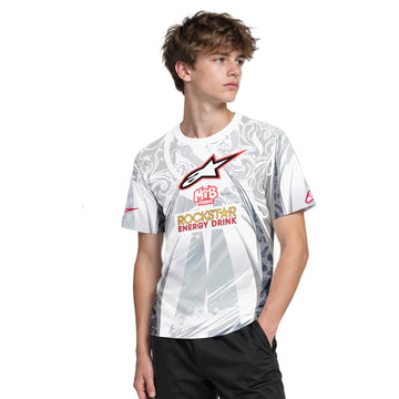 Brian Deegan Rockstar Energy Alpinestars White Gray Youth Short Sleeve Motocross Jersey – Boy Lifestyle View