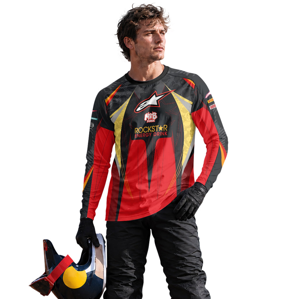 Brian Deegan Rockstar Energy Red Black Long Sleeve Motocross Jersey – Lifestyle View