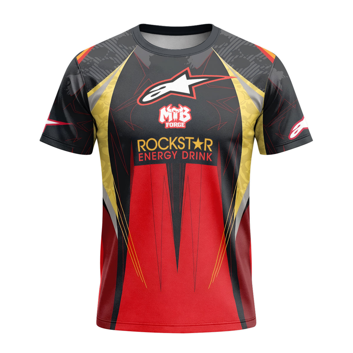 Brian Deegan Rockstar Energy Red Black Short Sleeve Motocross Jersey – Front View Mockup