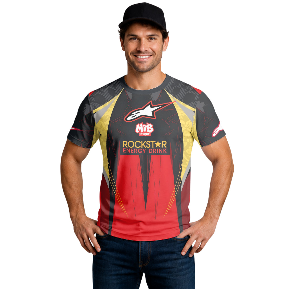 Brian Deegan Rockstar Energy Red Black Short Sleeve Motocross Jersey – Lifestyle View