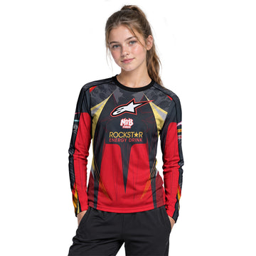 Brian Deegan Rockstar Energy Red Black Youth Long Sleeve Motocross Jersey – Girl Lifestyle View