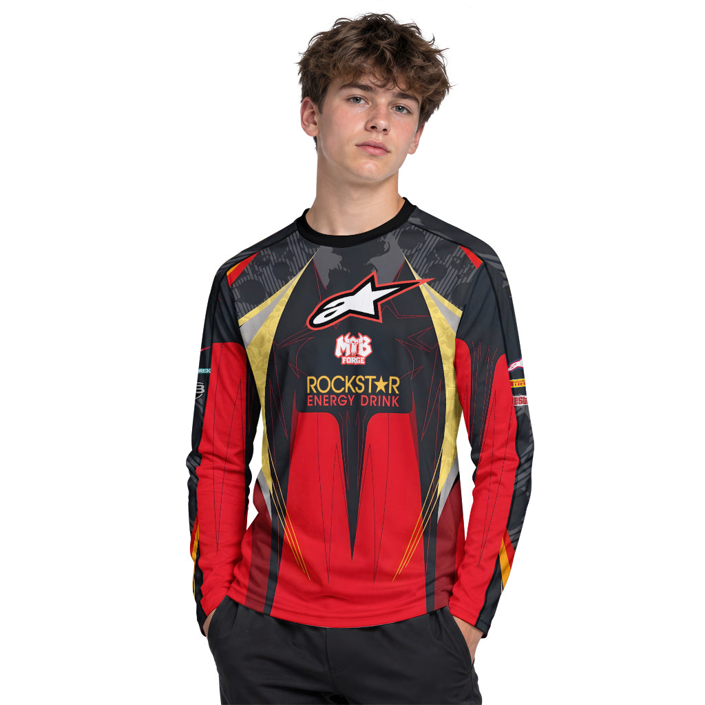 Brian Deegan Rockstar Energy Red Black Youth Long Sleeve Motocross Jersey – Boy Lifestyle View