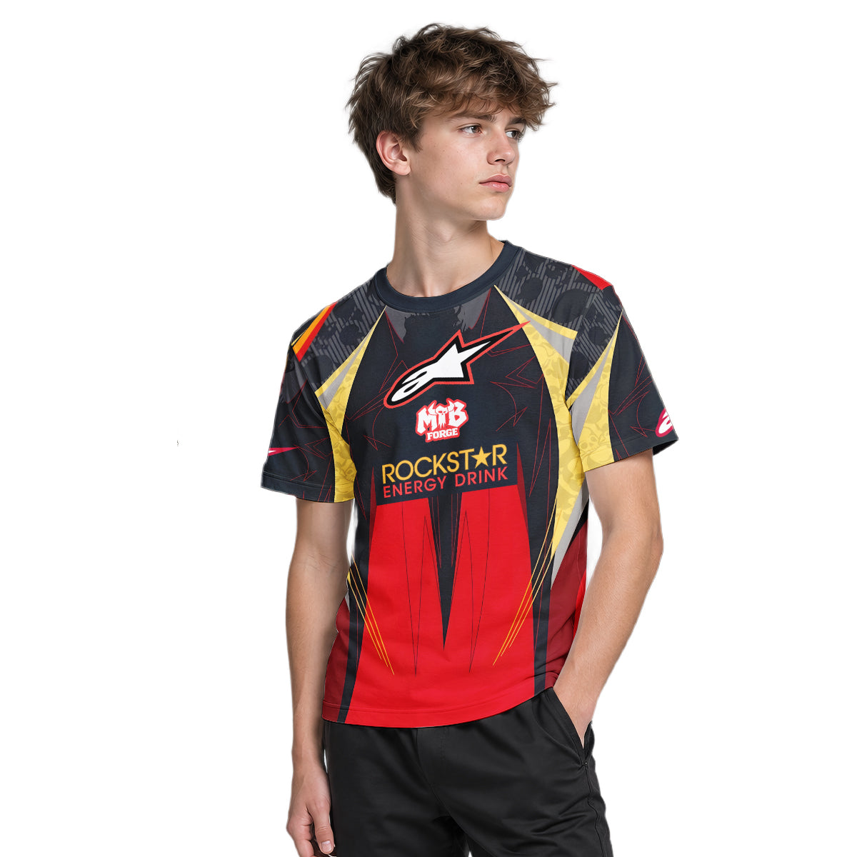 Brian Deegan Rockstar Energy Red Black Youth Short Sleeve Motocross Jersey – Boy Lifestyle View
