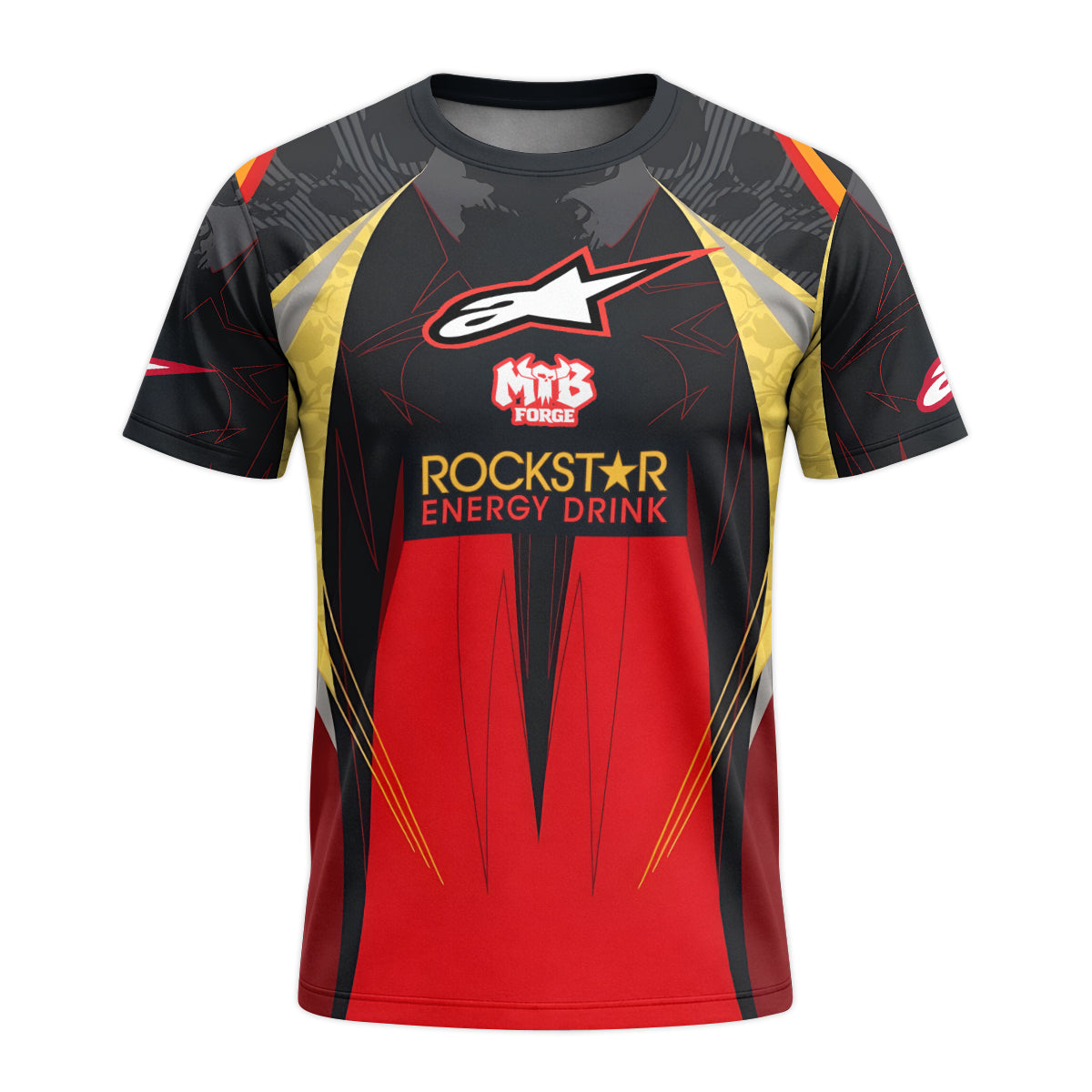 Brian Deegan Rockstar Energy Red Black Youth Short Sleeve Motocross Jersey – Front View Mockup