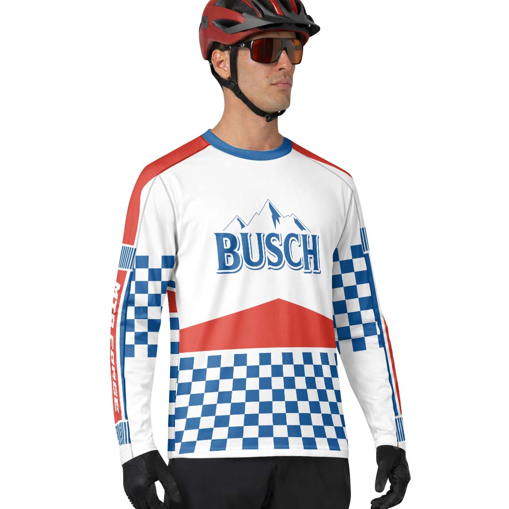Busch Vintage Checkerboard Downhill Jersey | Busch Bike Jersey Men - lifestyle view