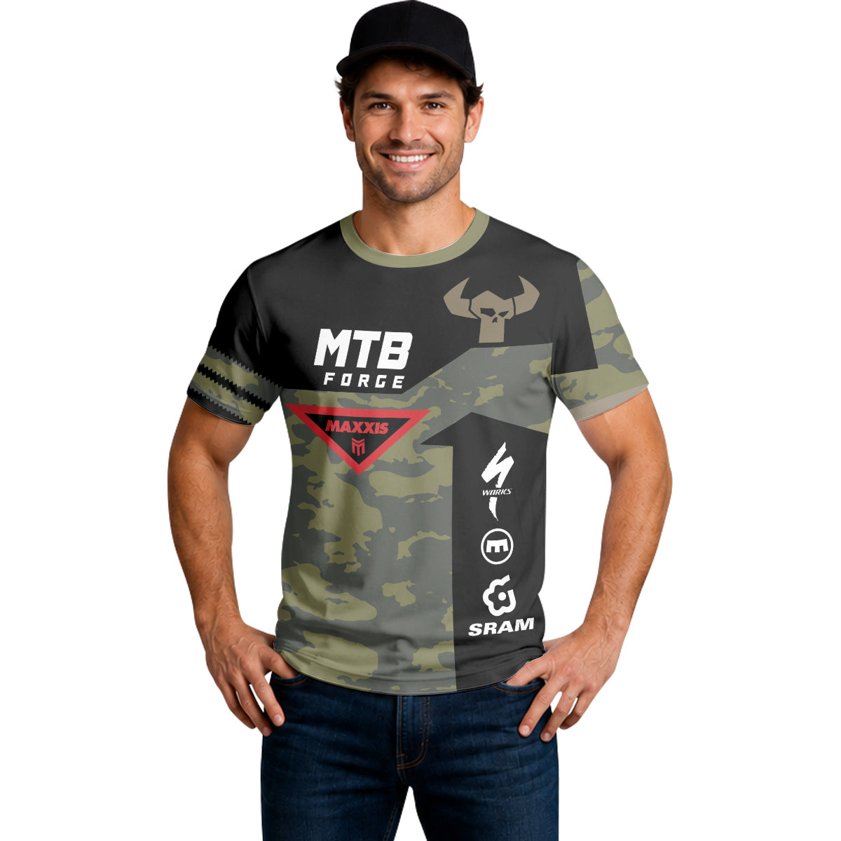 Camo Downhill Short Sleeve Mountain Bike Jersey – Lifestyle View