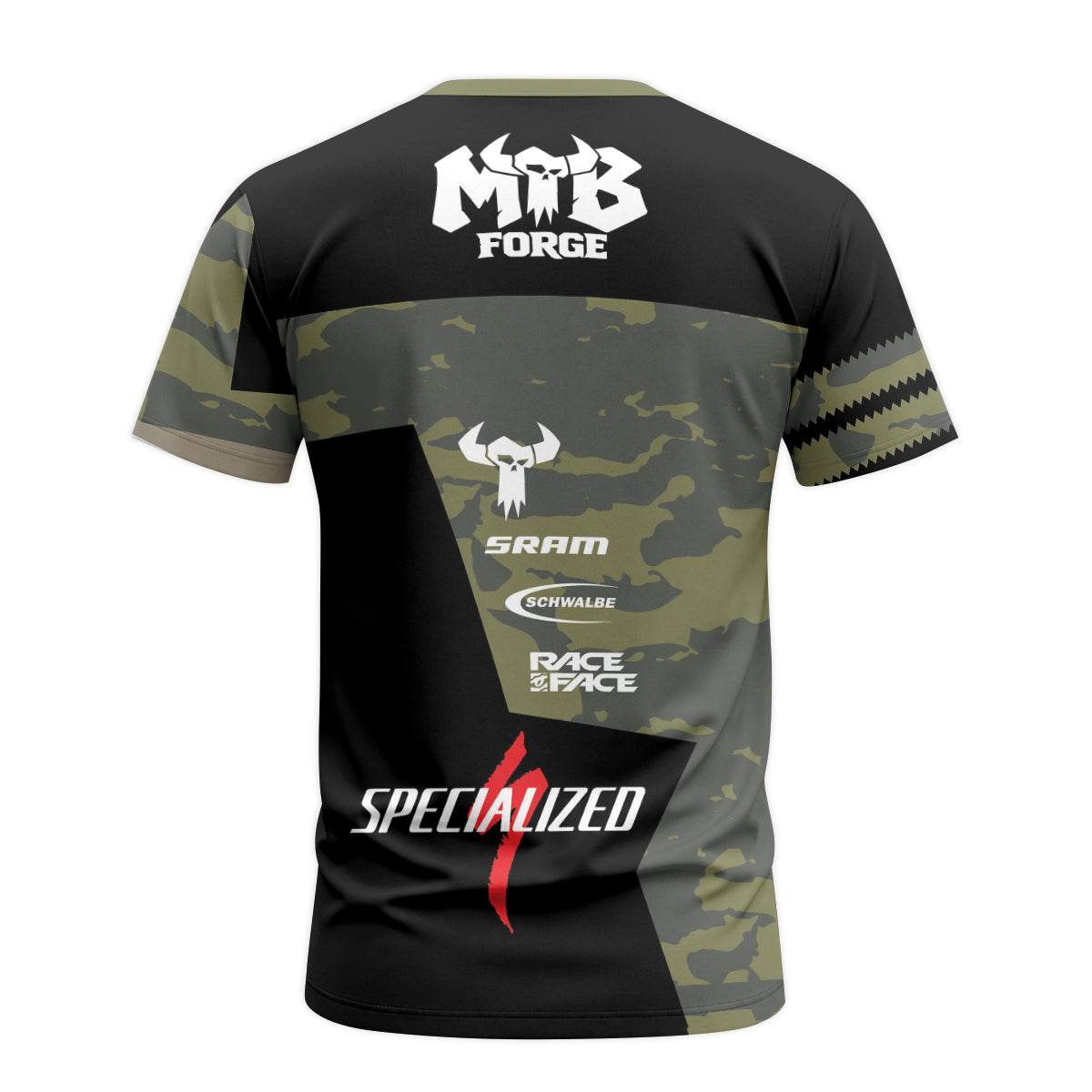 Camo Downhill Short Sleeve Mountain Bike Jersey – Back View Mockup