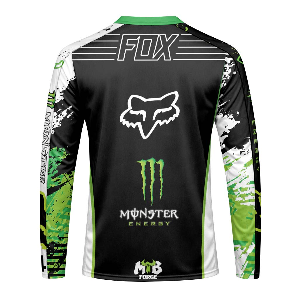 Canyon Fox Factory Monster Energy Team 74 Long Sleeve Mountain Bike Jersey - back view mockup