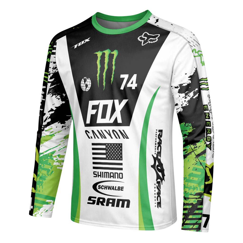 Canyon Fox Factory Monster Energy Team 74 Long Sleeve Mountain Bike Jersey - left side mockup
