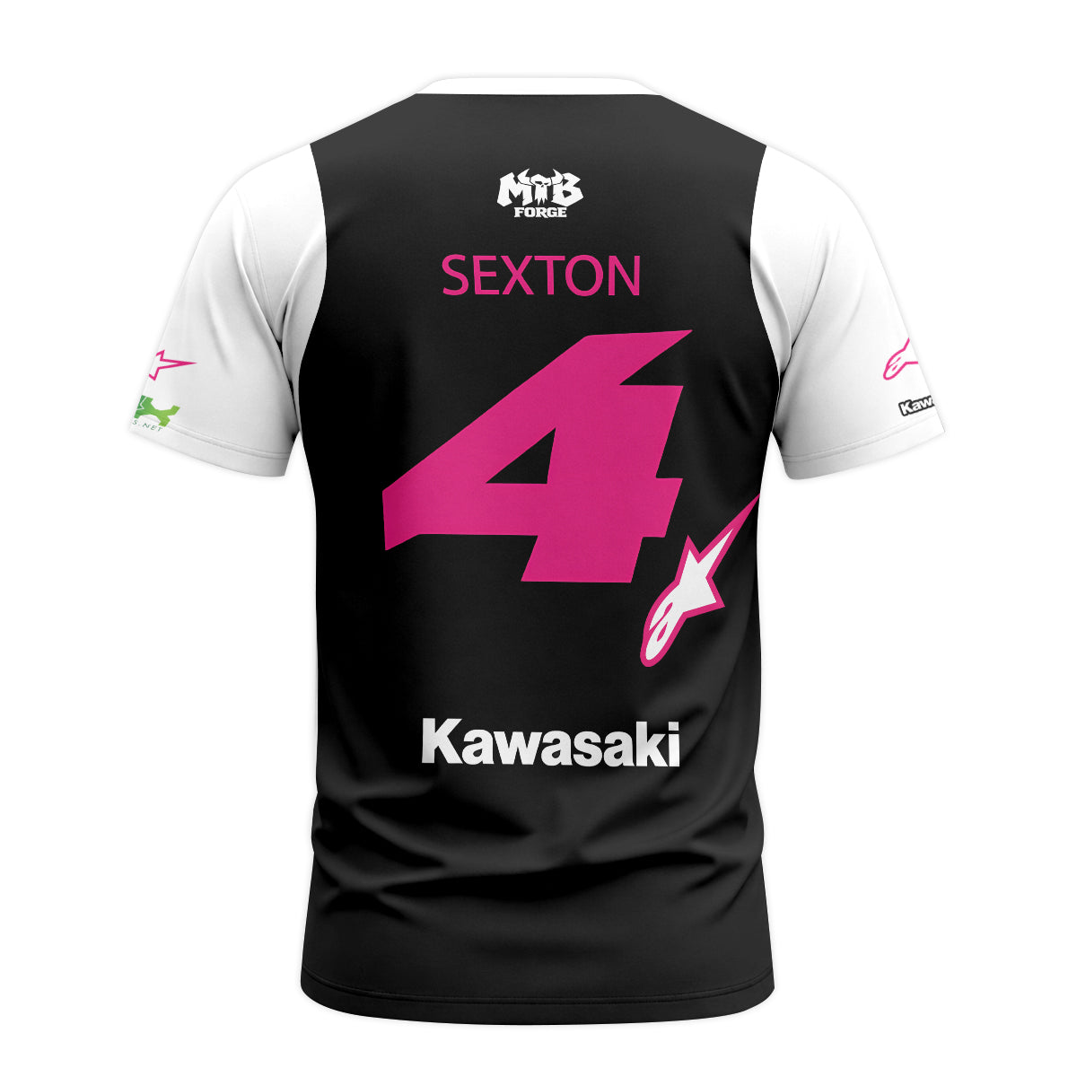 Chase Sexton 4 Kawasaki Green Pink Short Sleeve Motocross Jersey – Back View Mockup