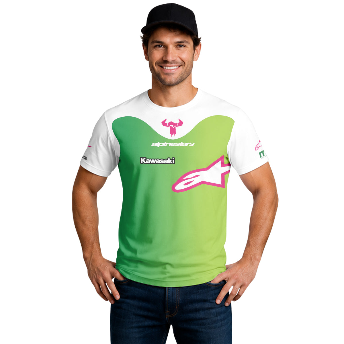 Chase Sexton 4 Kawasaki Green Pink Short Sleeve Motocross Jersey – Lifestyle View