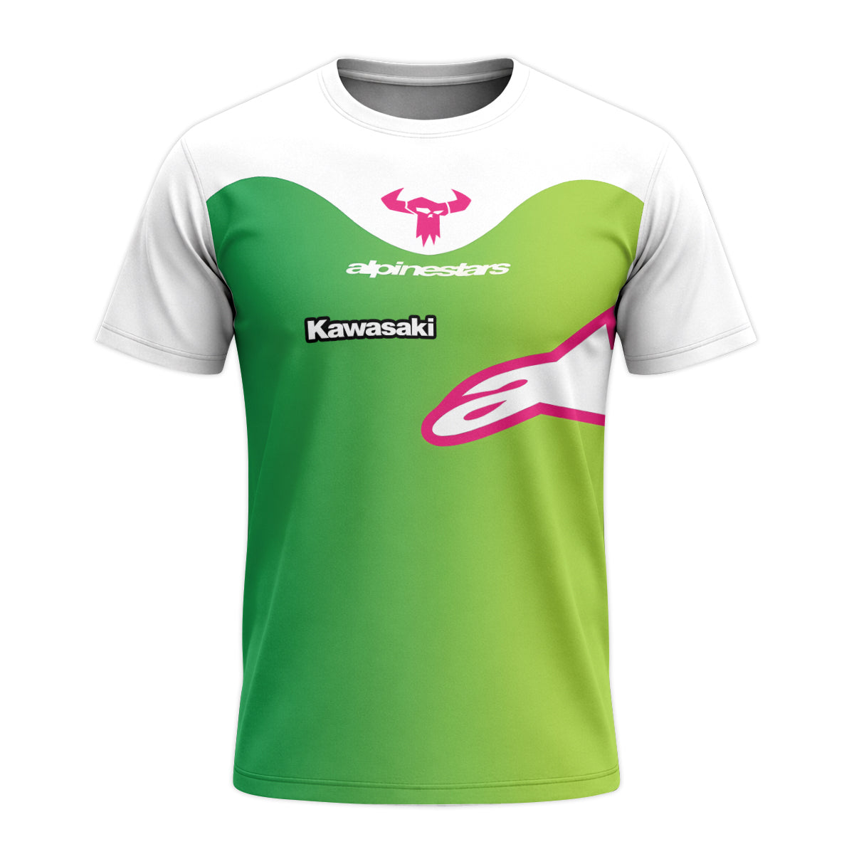 Chase Sexton 4 Kawasaki Green Pink Youth Short Sleeve Motocross Jersey – Front View Mockup