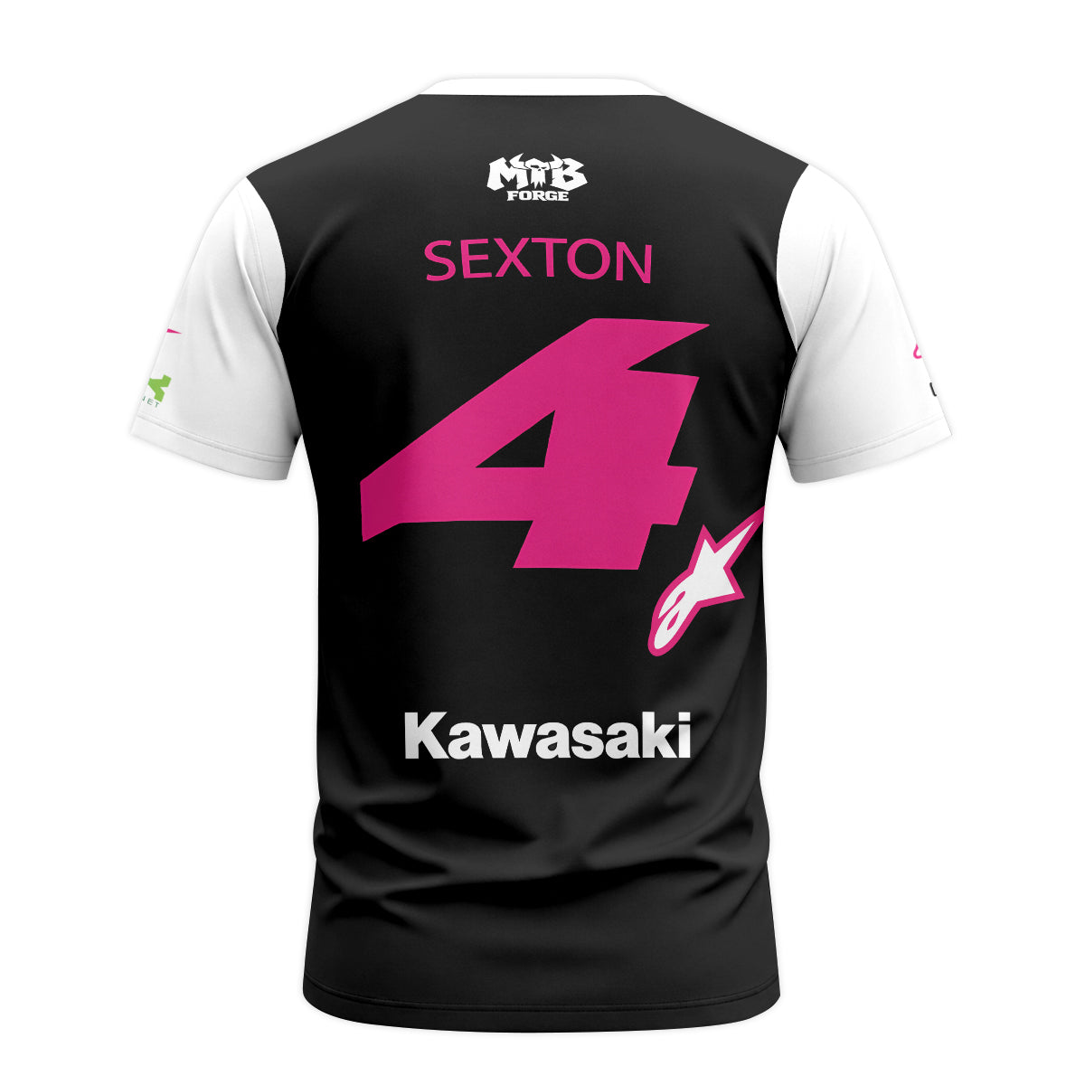 Chase Sexton 4 Kawasaki Green Pink Youth Short Sleeve Motocross Jersey – Back View Mockup