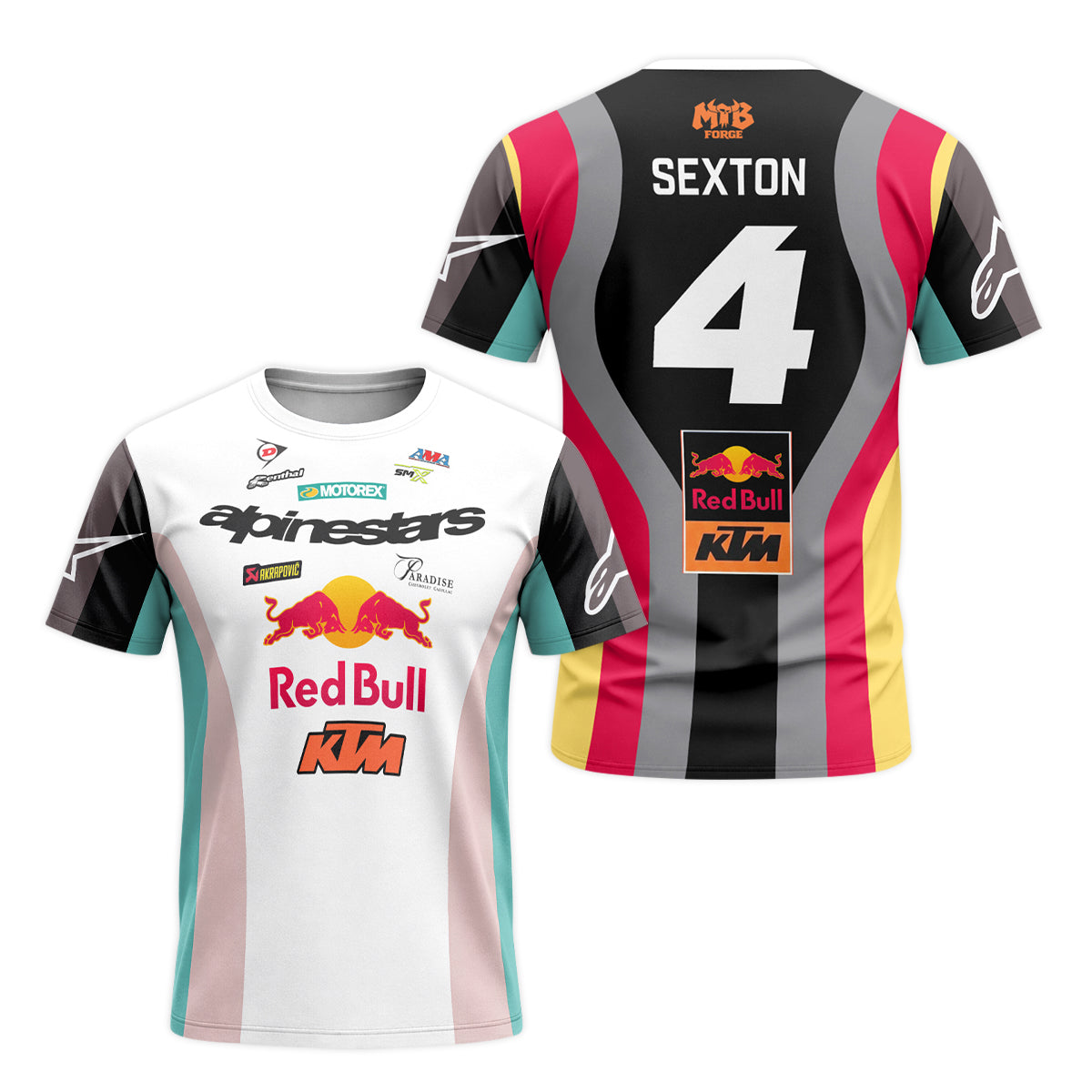 Chase Sexton 4 Red Bull KTM Alpinestars Short Sleeve Motocross Jersey - front and back view
