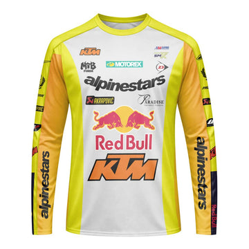 Chase Sexton 4 Red Bull KTM Yellow White Factory Long Sleeve Motocross Jersey - front view mockup