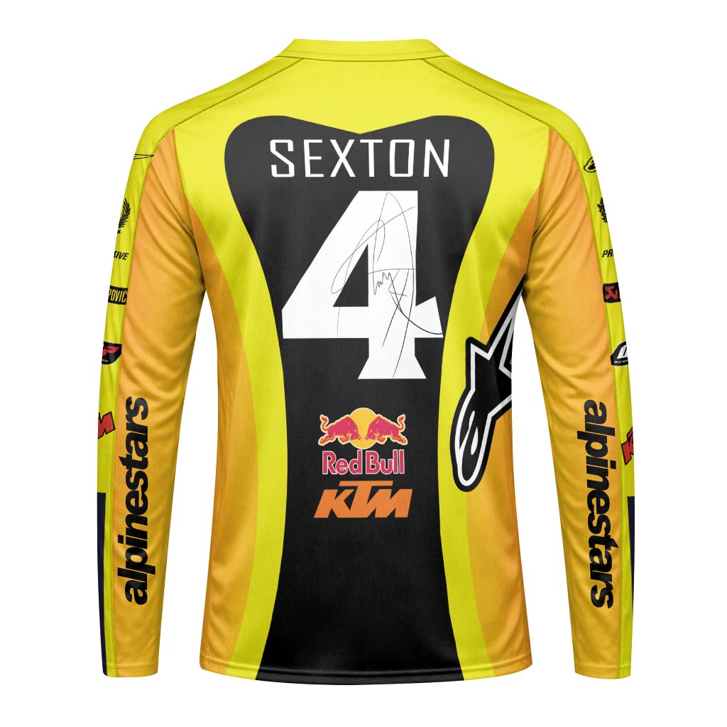 Chase Sexton 4 Red Bull KTM Yellow White Factory Long Sleeve Motocross Jersey - back view mockup