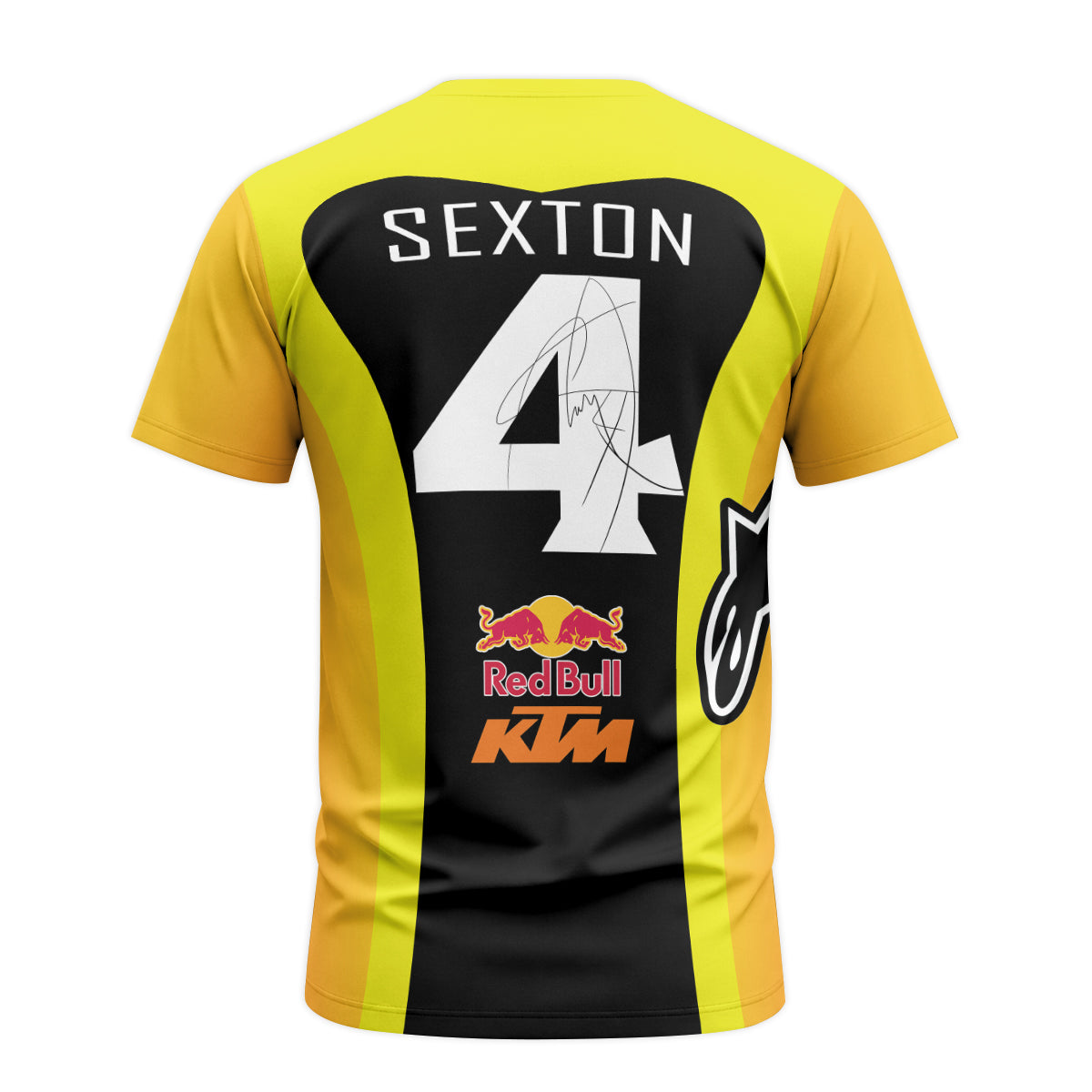 Chase Sexton 4 Red Bull KTM Yellow White Factory Short Sleeve Motocross Jersey - back view mockup